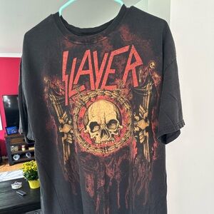 Vintage Y2K Gorgeous faded Slayer AOP metal shirt